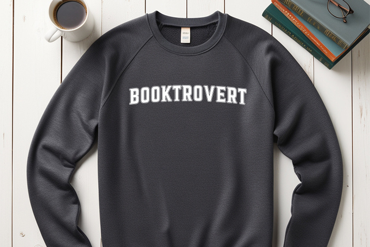 Booktrovert - Reading Cut File SVG, DXF, EPS, PNG Sweatshirt Mockup Image.jpg