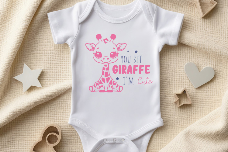 You Bet Giraffe I'm Cute - Vibrant Baby SVG File Onesie Mockup Image.jpg