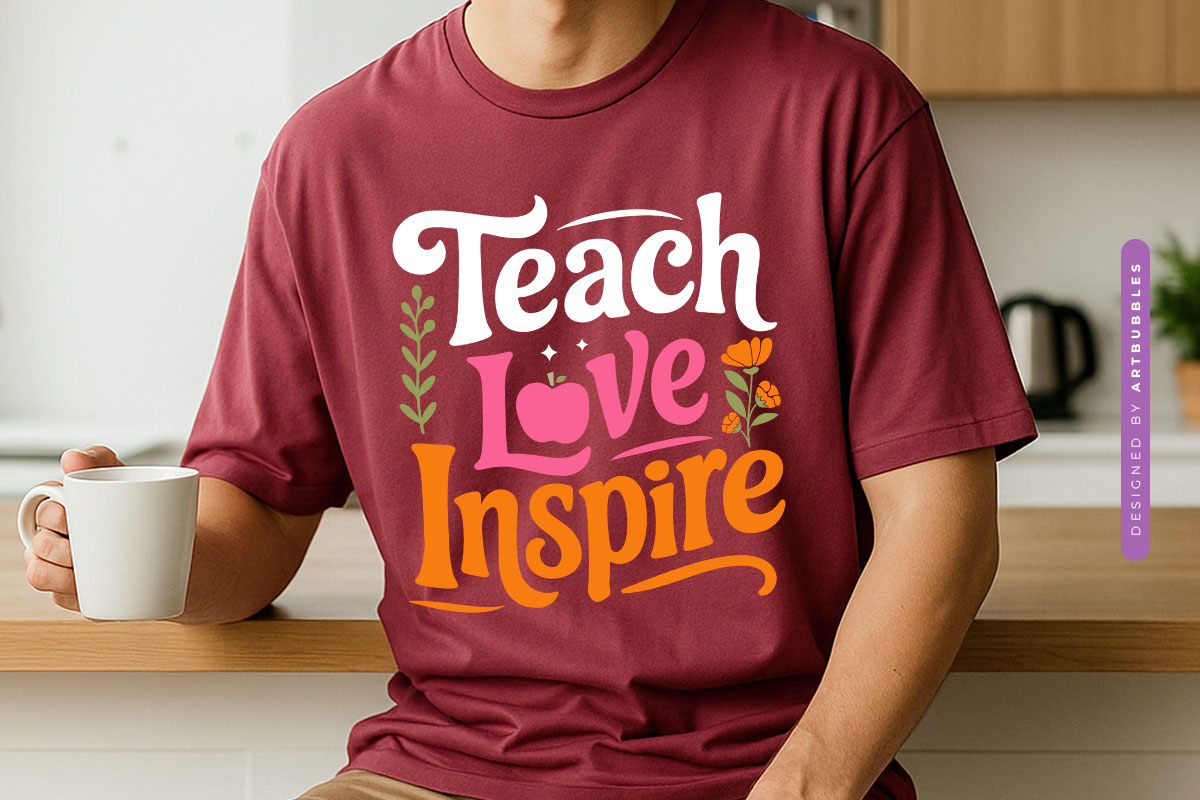 Teach Love Inspire - Floral Teacher Decal SVG T-shirt Mockup Image.jpg