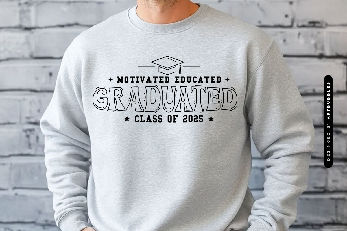 Motivated Educated Graduated Class of 2025 SVG Tshirt Mockup Image.jpg