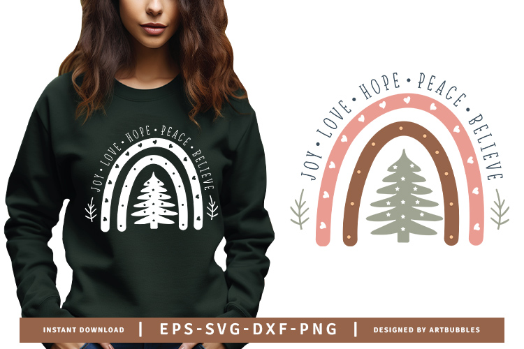 Joy Love Hope Peace Believe - Boho Christmas SVG Image.jpg