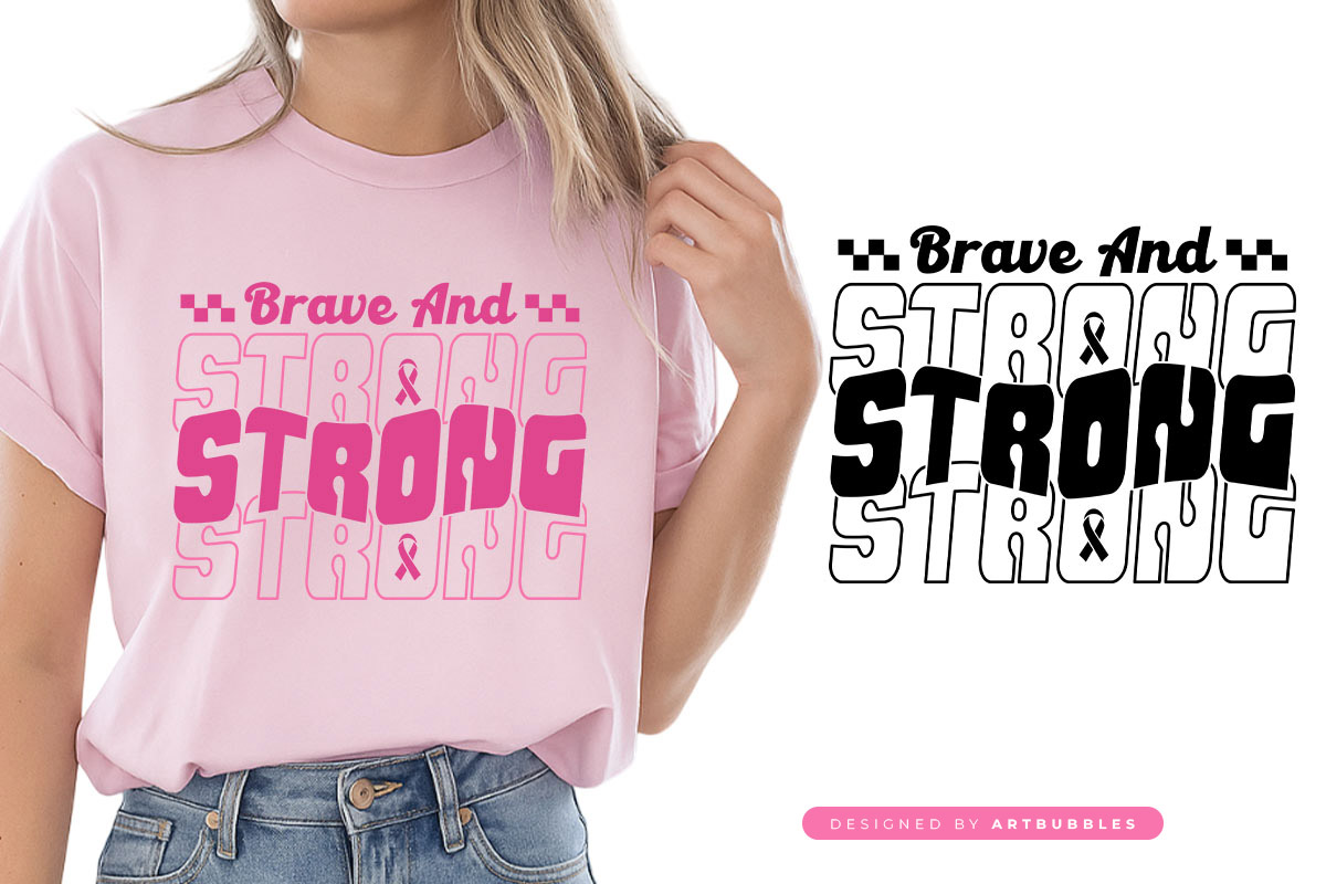 Brave and Strong - Retro Breast Cancer SVG File Image.jpg