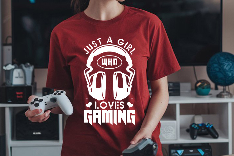 Just A Girl Who Loves Gaming SVG Design Tee Mockup Image.jpg