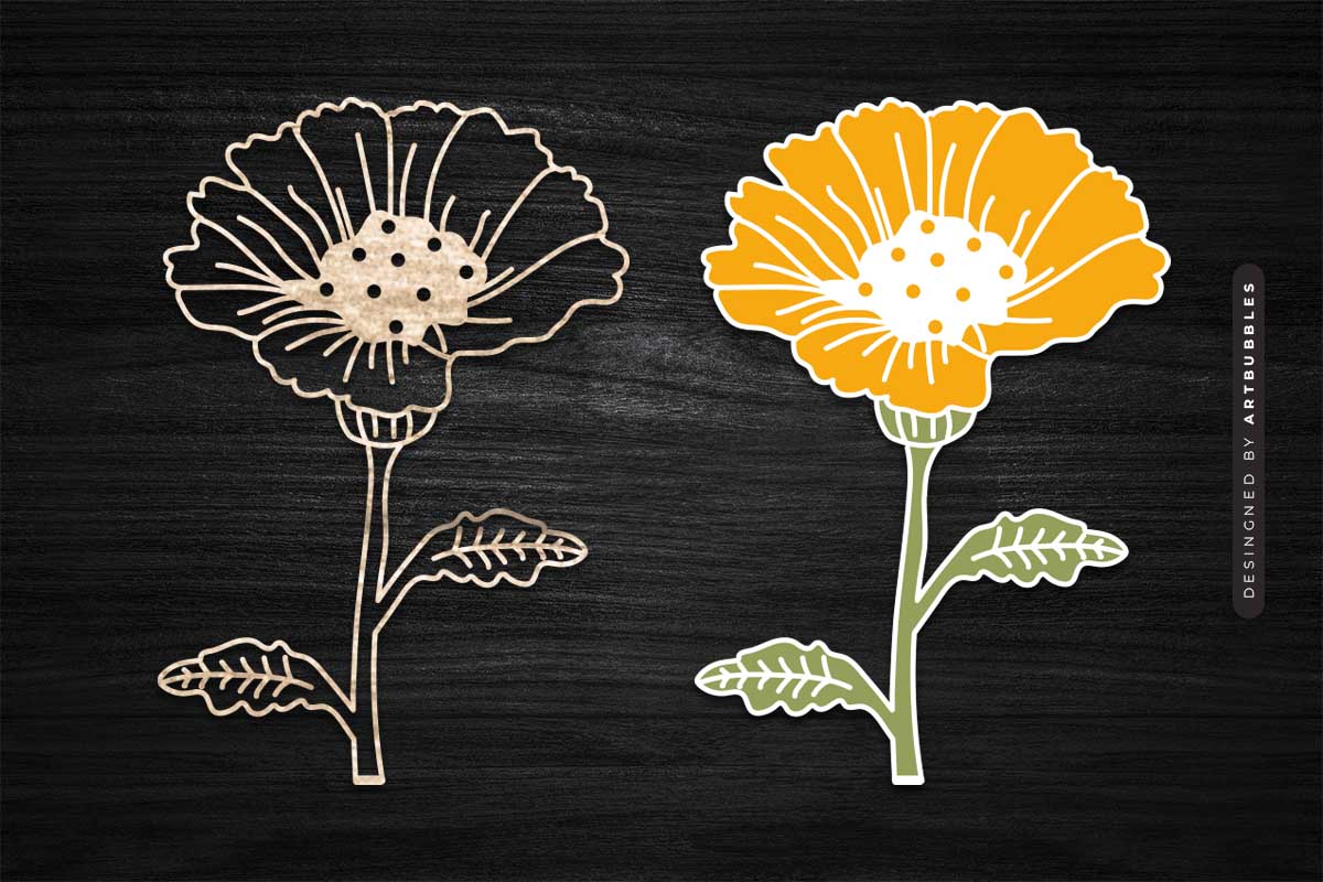 Laser Cut Marigold Wildflower SVG File Image.jpg