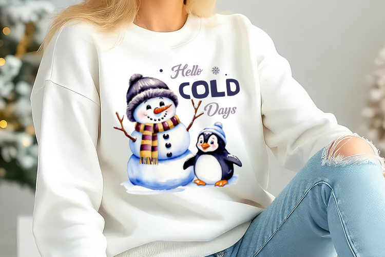 Hello Cold Days - Winter Sublimation PNG Graphic Sweatshirt Mockup Image.jpg