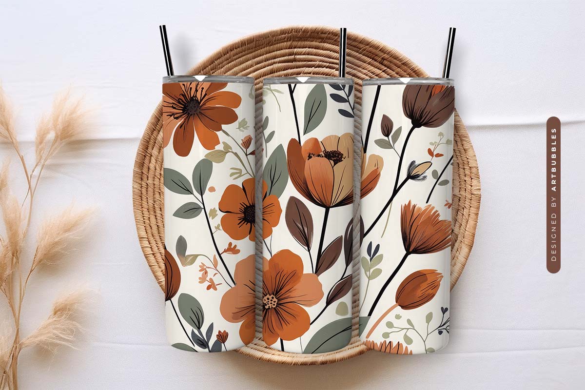 Boho Pastel Floral 20oz Sublimation Tumbler Wrap