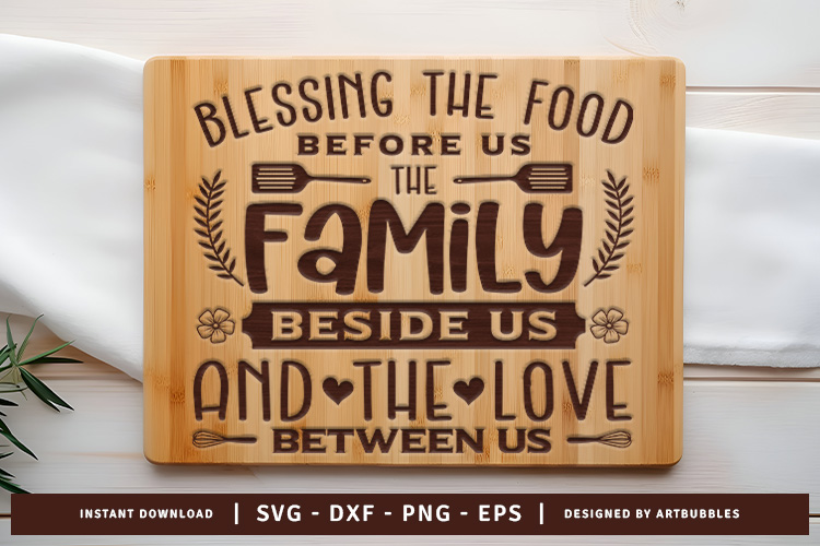 Blessing the Food Before Us - Kitchen Cutting Board SVG Image.jpg