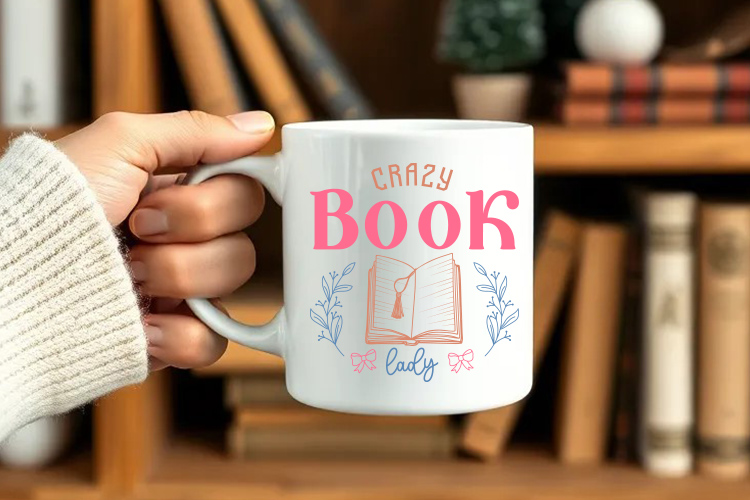 Crazy Book Lady - Reading SVG Vector Mug Mockup Image.jpg