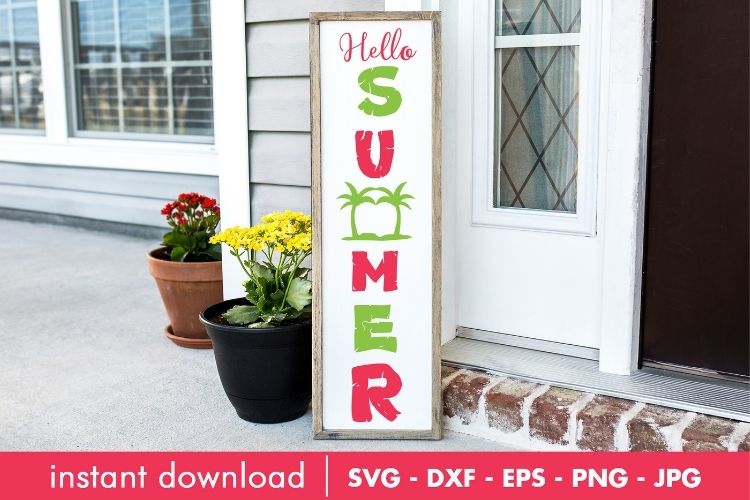 Hello Summer Vertical Sign SVG Design Image.jpg