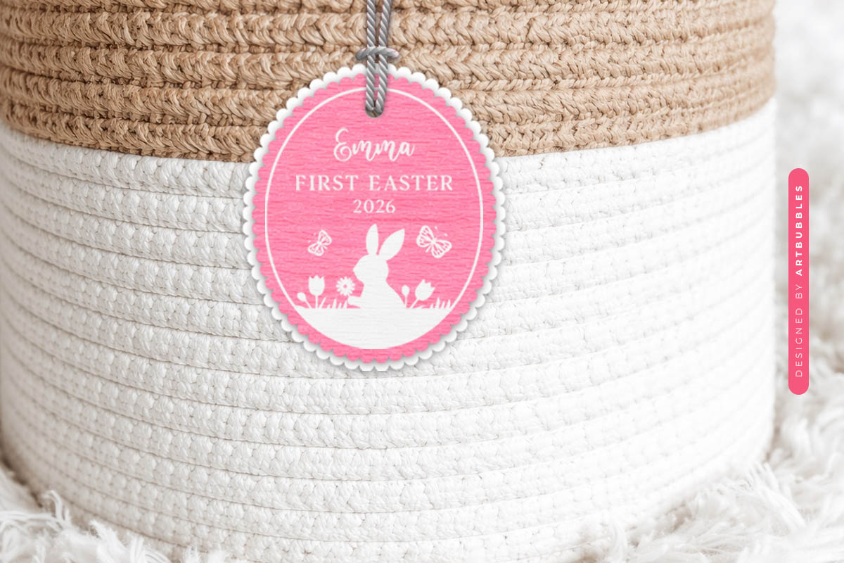 Easter Bunny Name Basket Tag SVG