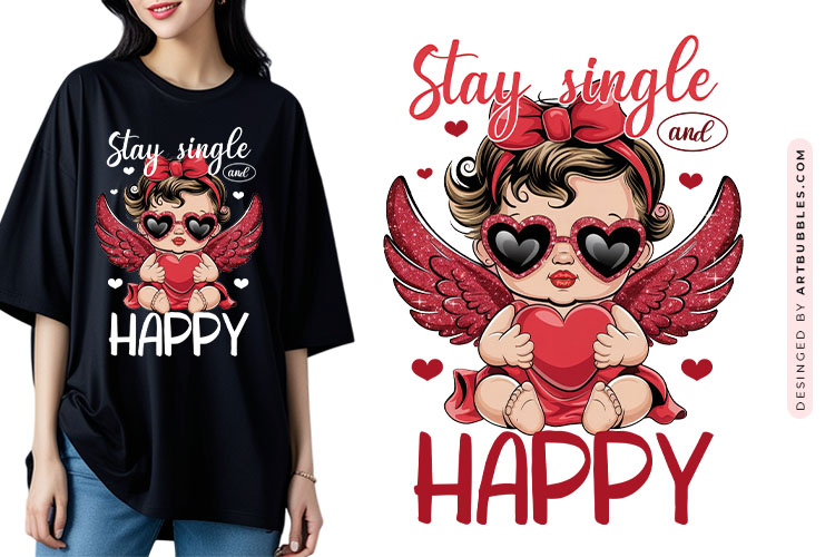 Stay Single and Happy - Coquette Valentines PNG Sublimation