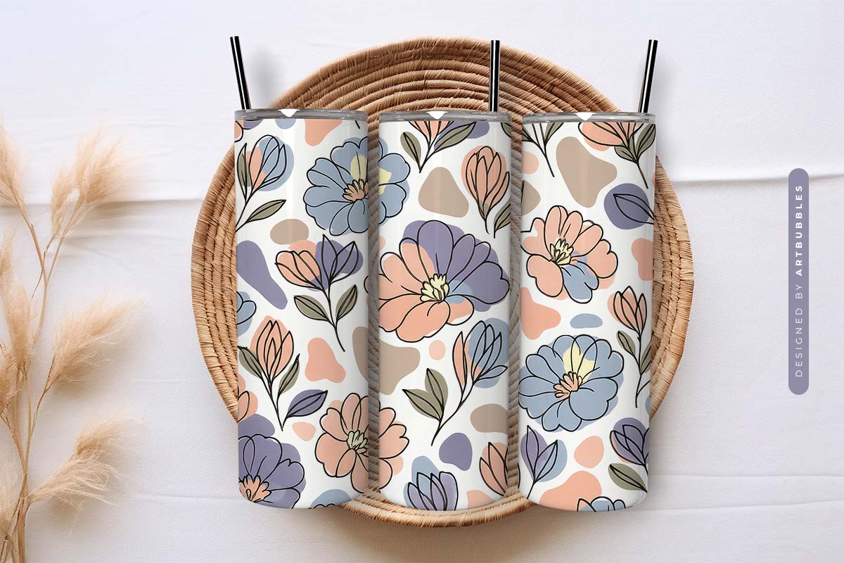 Boho Blob Flower Line 20oz Sublimation Tumbler 