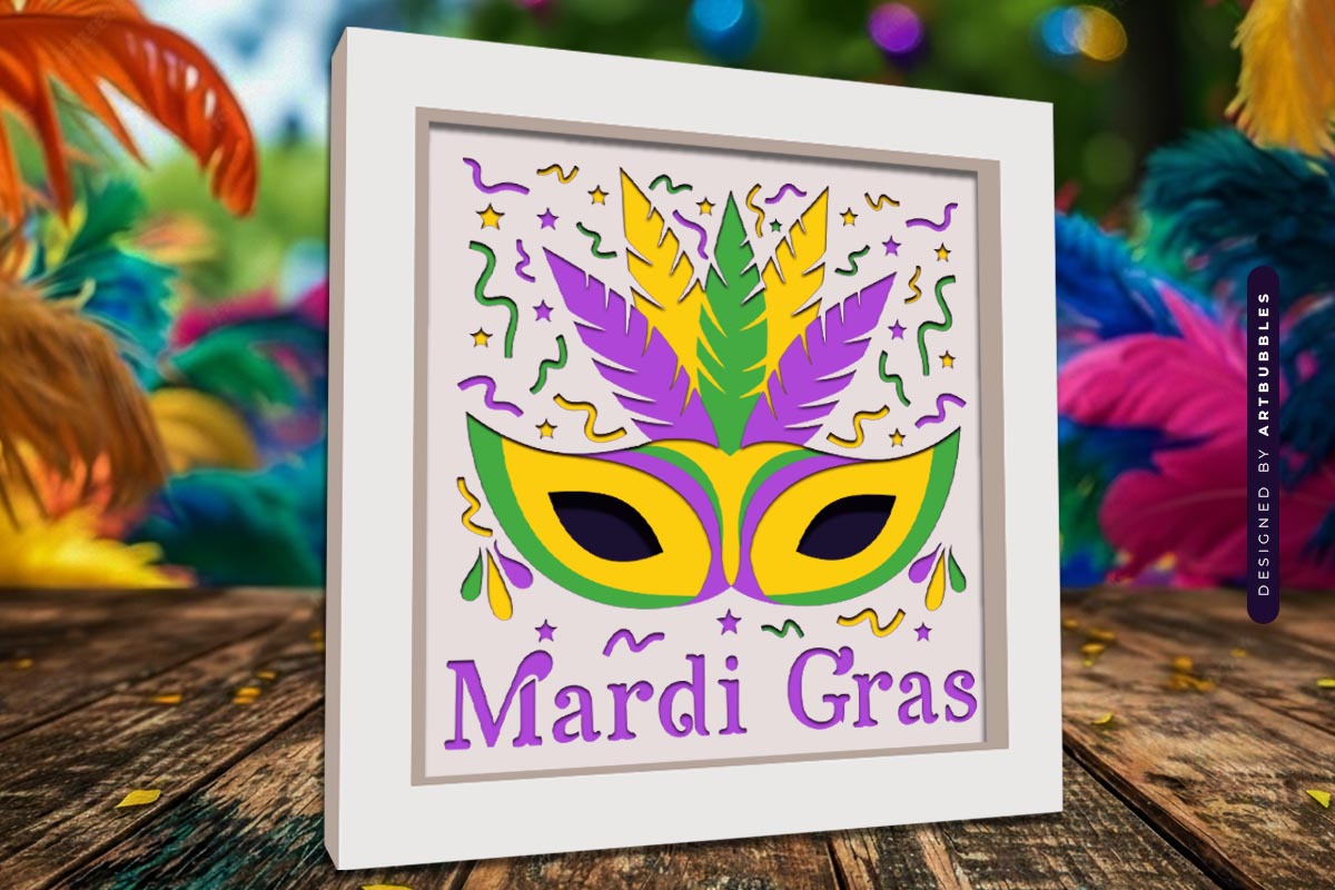 3D Mardi Gras Shadow Box SVG Bundle Image 4.jpg