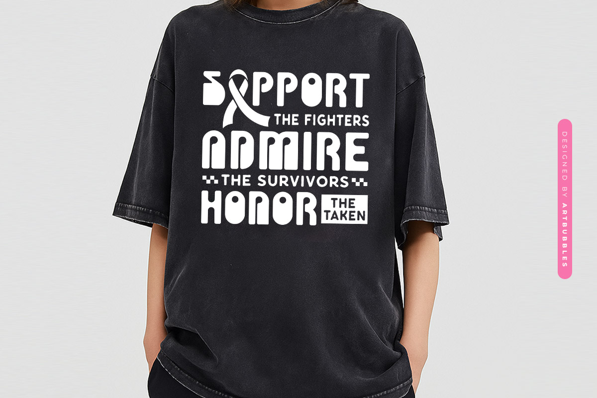 Support the Fighters - Retro Breast Cancer SVG File Tshirt Mockup Image.jpg