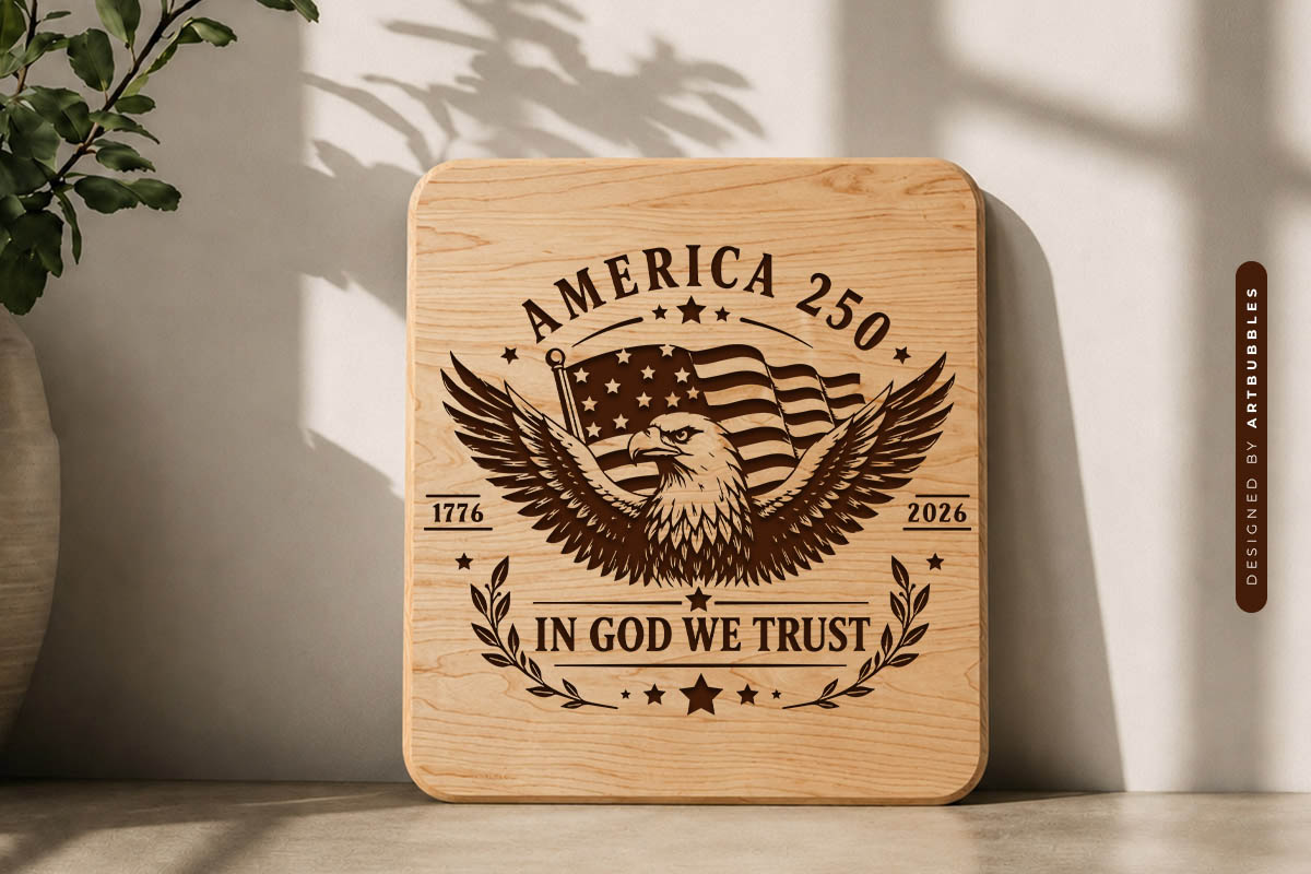 Laser Cut 250 Years of America Cutting Board SVG Image.jpg