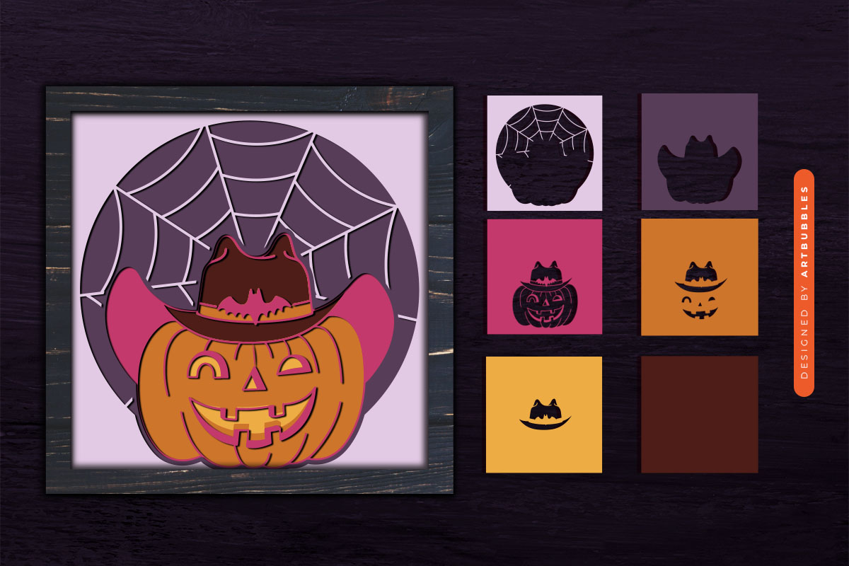3D Pumpkin Halloween Shadow Box SVG Vector Image.jpg