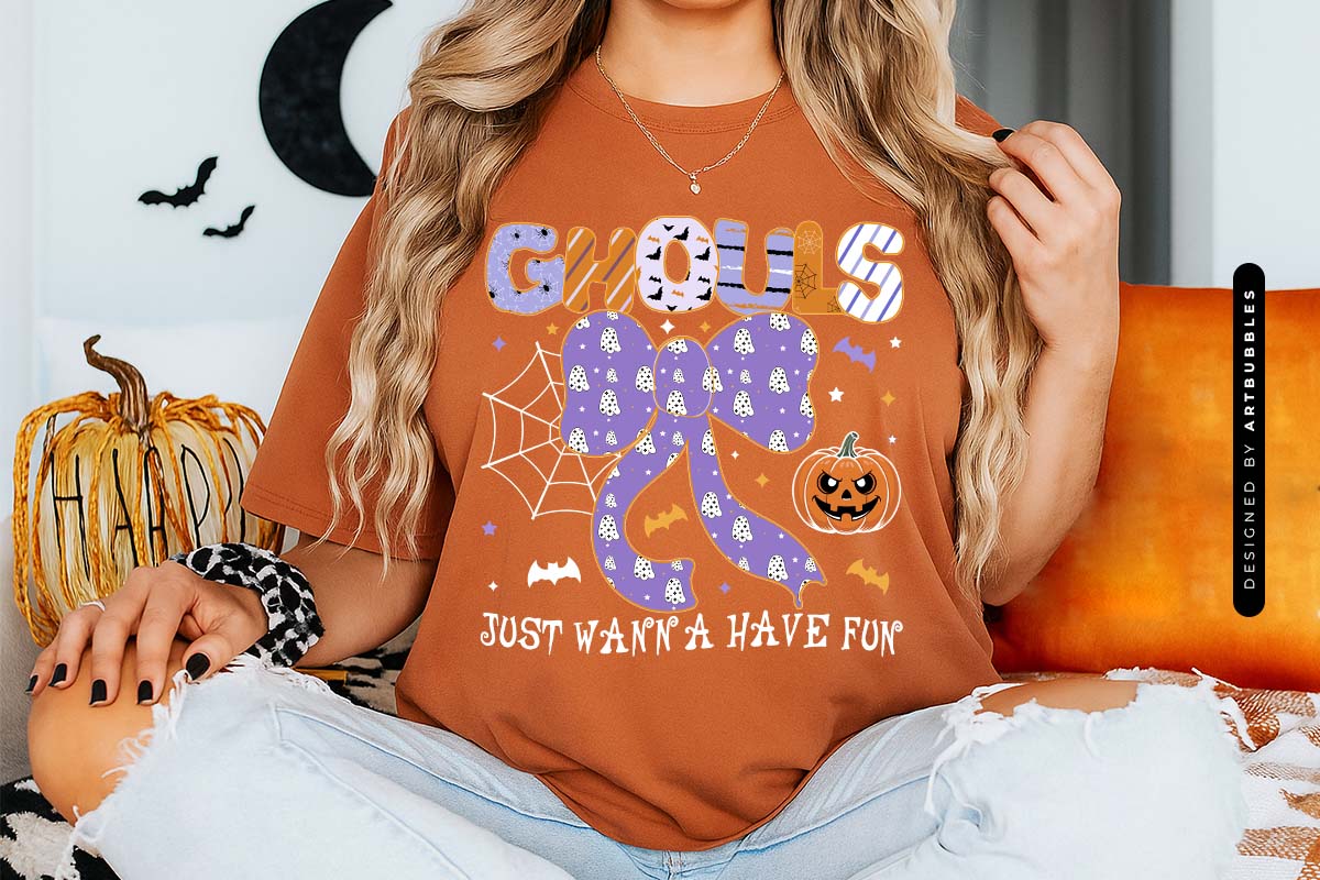 Ghouls Just Wanna Have Fun - Halloween Quote Sublimation Tshirt Mockup Image.jpg