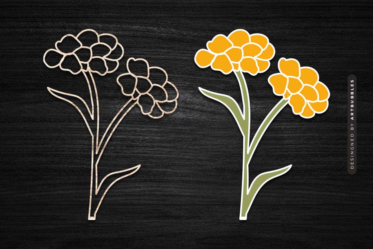 Marigold Stem Flower SVG - Laser Cut Art Image.jpg