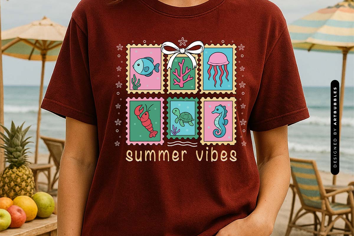 Happy Summer Vibes PNG Sublimation T-shirt Mockup Image.jpg