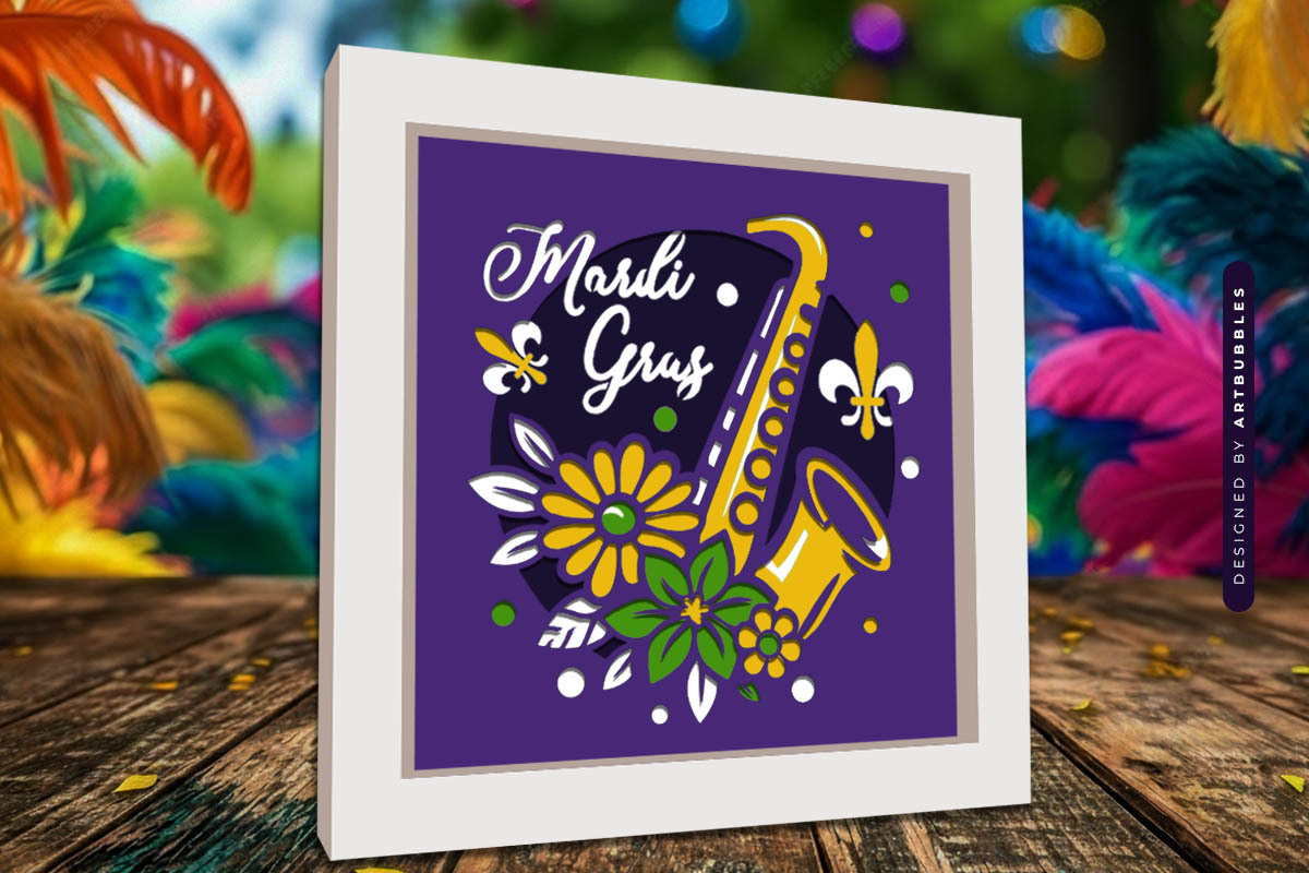 3D Floral Mardi Gras Shadow Box SVG Image 3.jpg