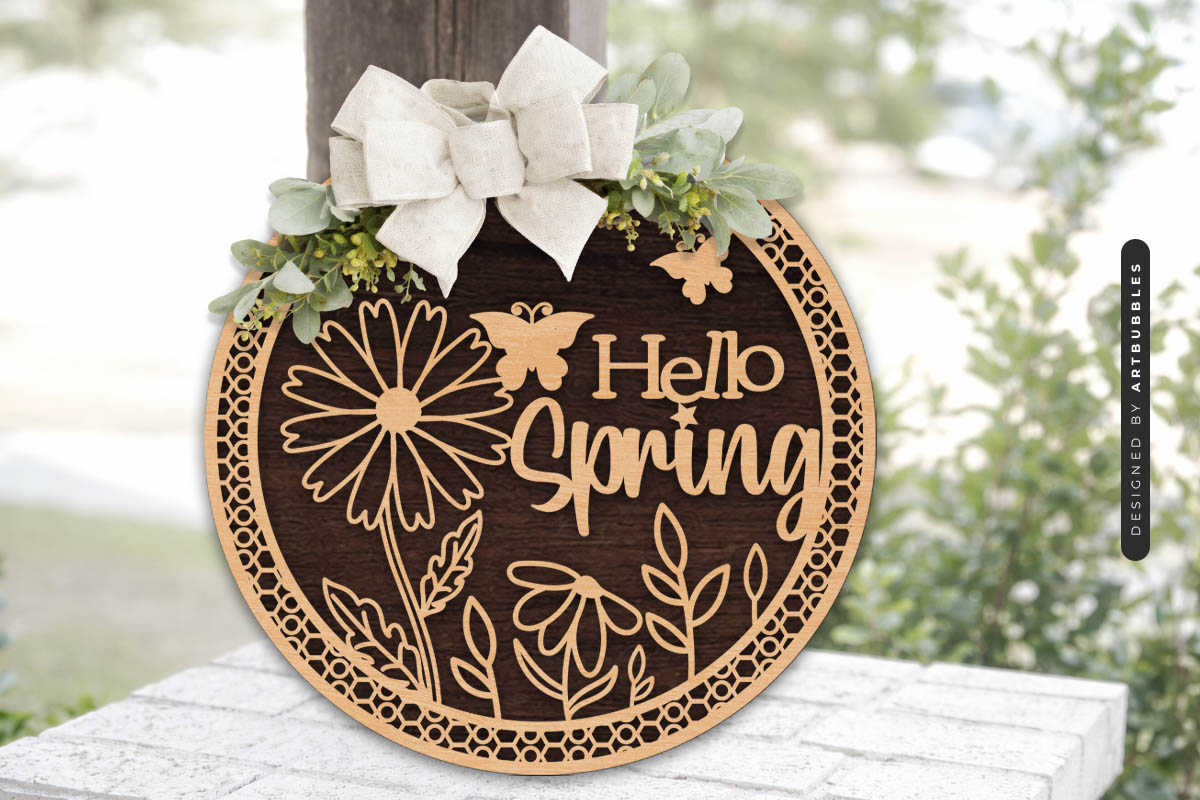 Hello Spring Layered Floral Door Hanger SVG Image.jpg