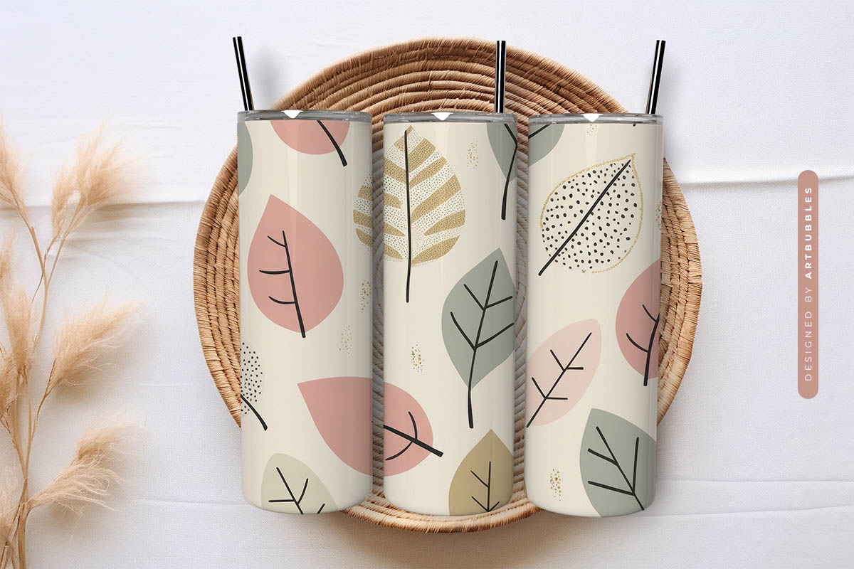 Boho Botanical Leaf Pattern Tumbler Sublimation