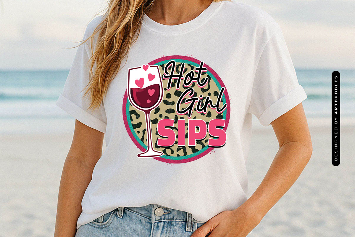 Hot Girl Sips - Summer Sublimation PNG Shirt Mockup Image.jpg