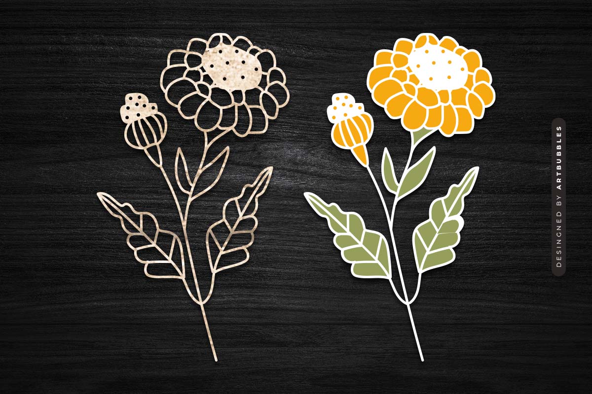 Marigold Laser Cut Wildflower SVG Cut File Image.jpg