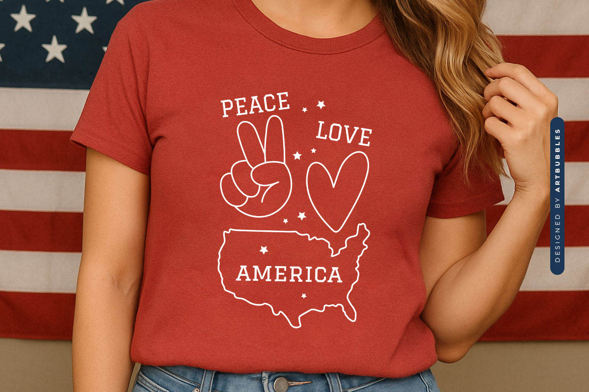 Peace Love America - 4th of July SVG Design Tshirt Mockup Image.jpg