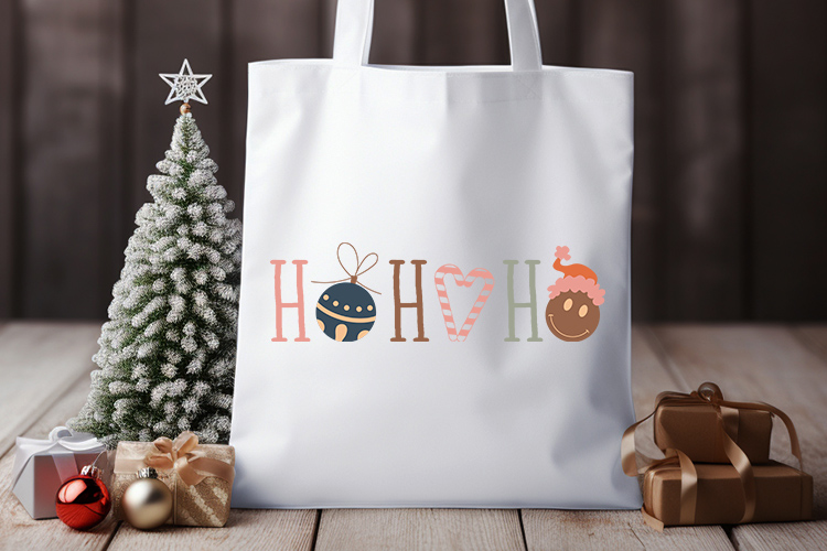 Ho Ho Ho - Handcrafted Boho Christmas SVG File Tote Bag Mockup Image.jpg