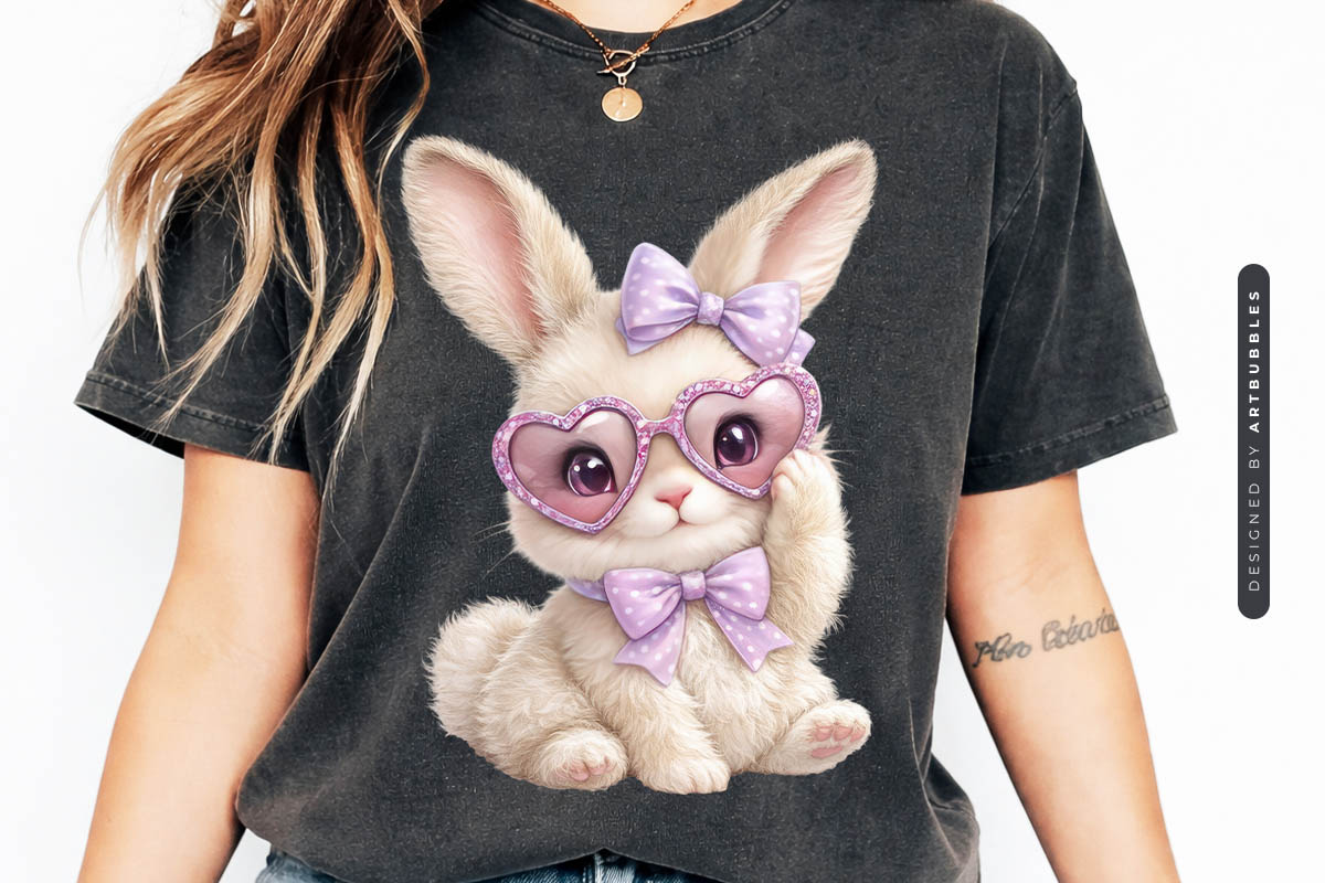 Cute Bunny Easter Sublimation Transfer Tshirt Mockup Image.jpg