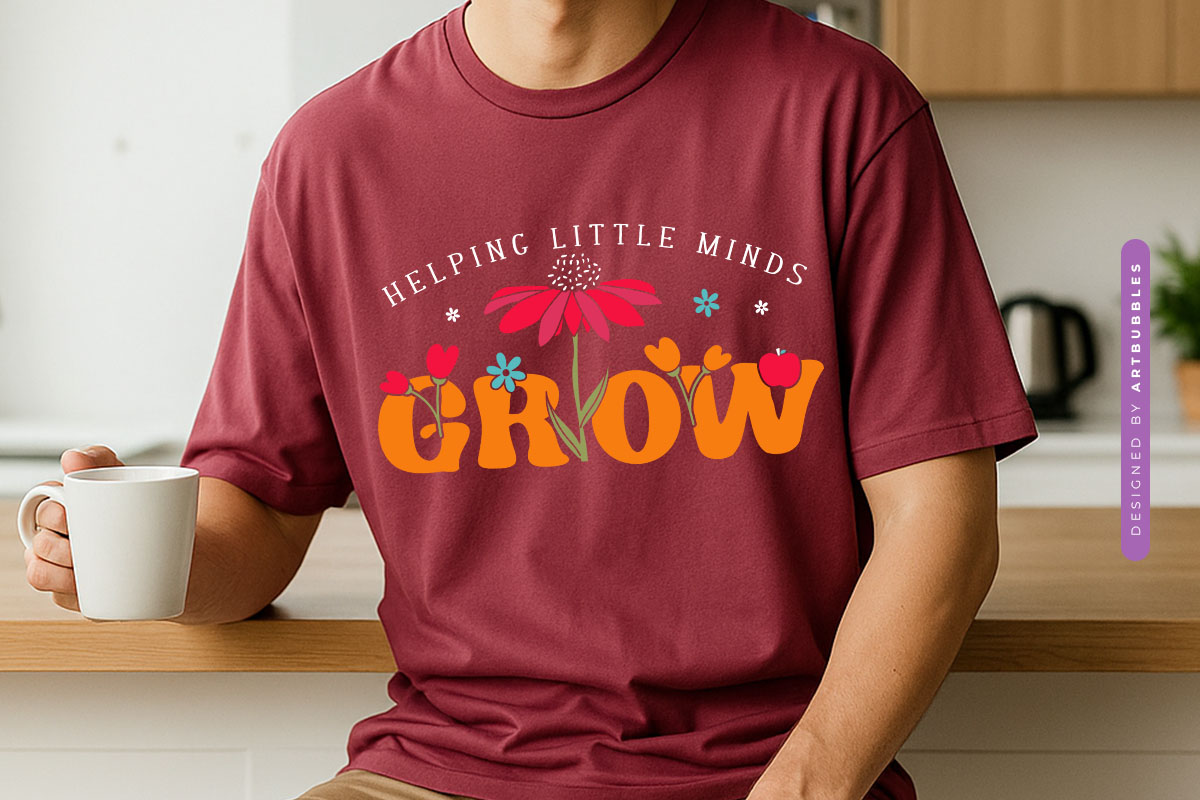 Helping Little Minds Grow - Teacher Flower SVG