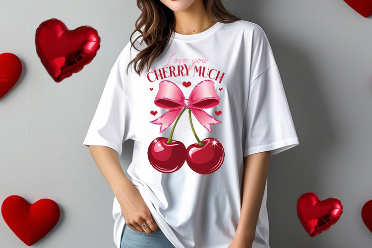 Love You Cherry Much - Valentines Day Coquette Sublimation Tshirt Mockup Image.jpg