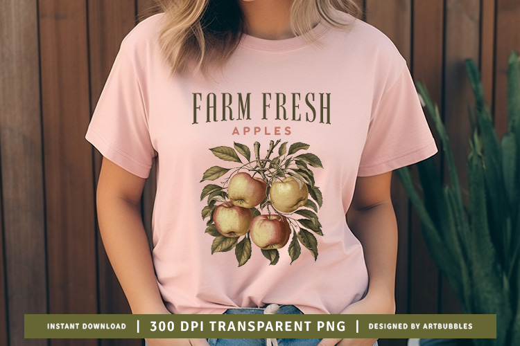 Farm Fresh Apples - Vintage Fruit Sublimation