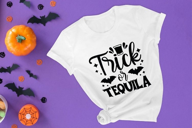 Trick or Tequila - Spooky Halloween SVG T-shirt mockup Image.jpg