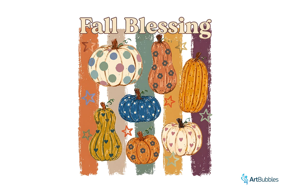 Stripe Fall Blessing Sublimation Print PNG