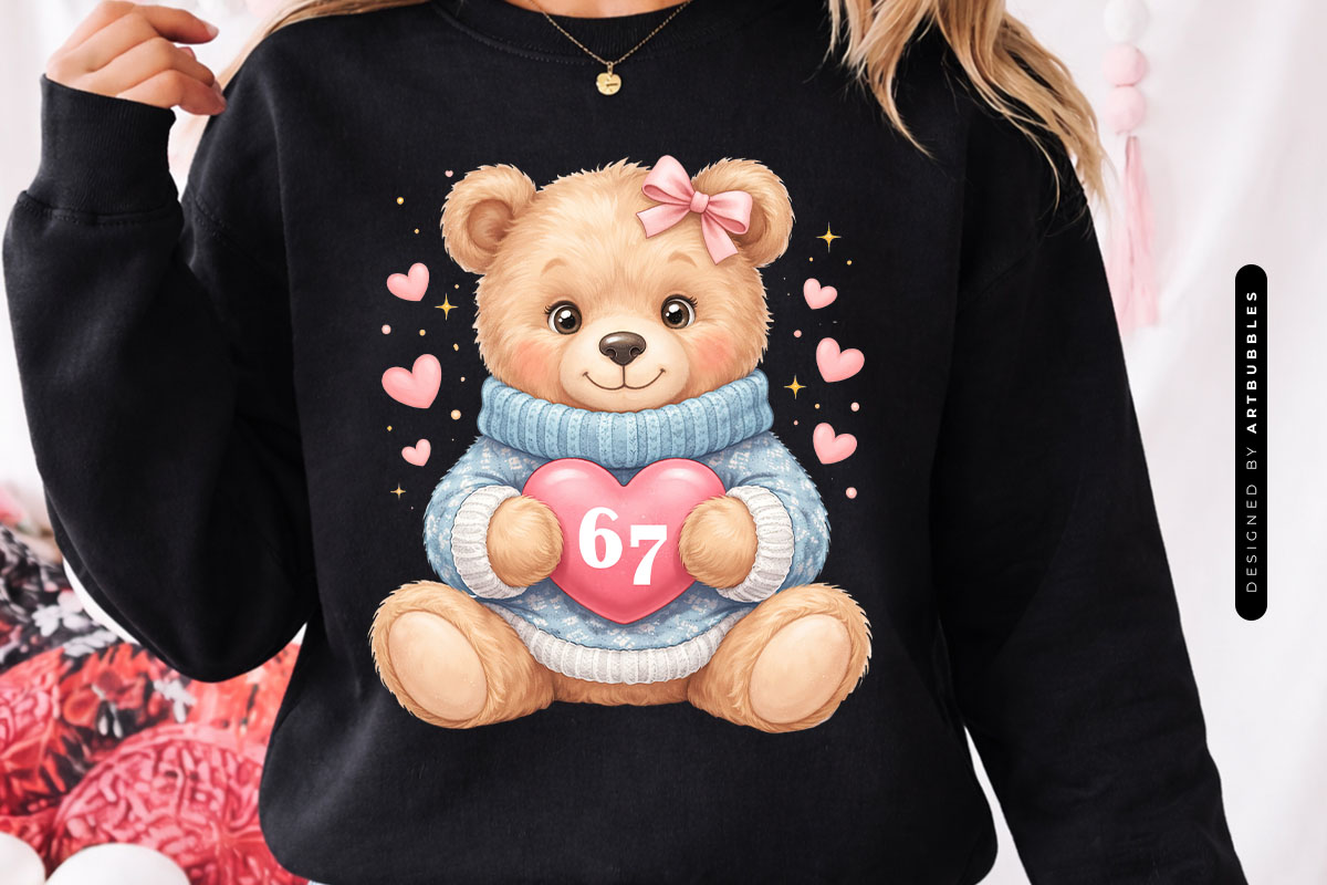 67 Teddy Bear Valentine's Day Sublimation PNG Sweatshirt Mockup Image.jpg