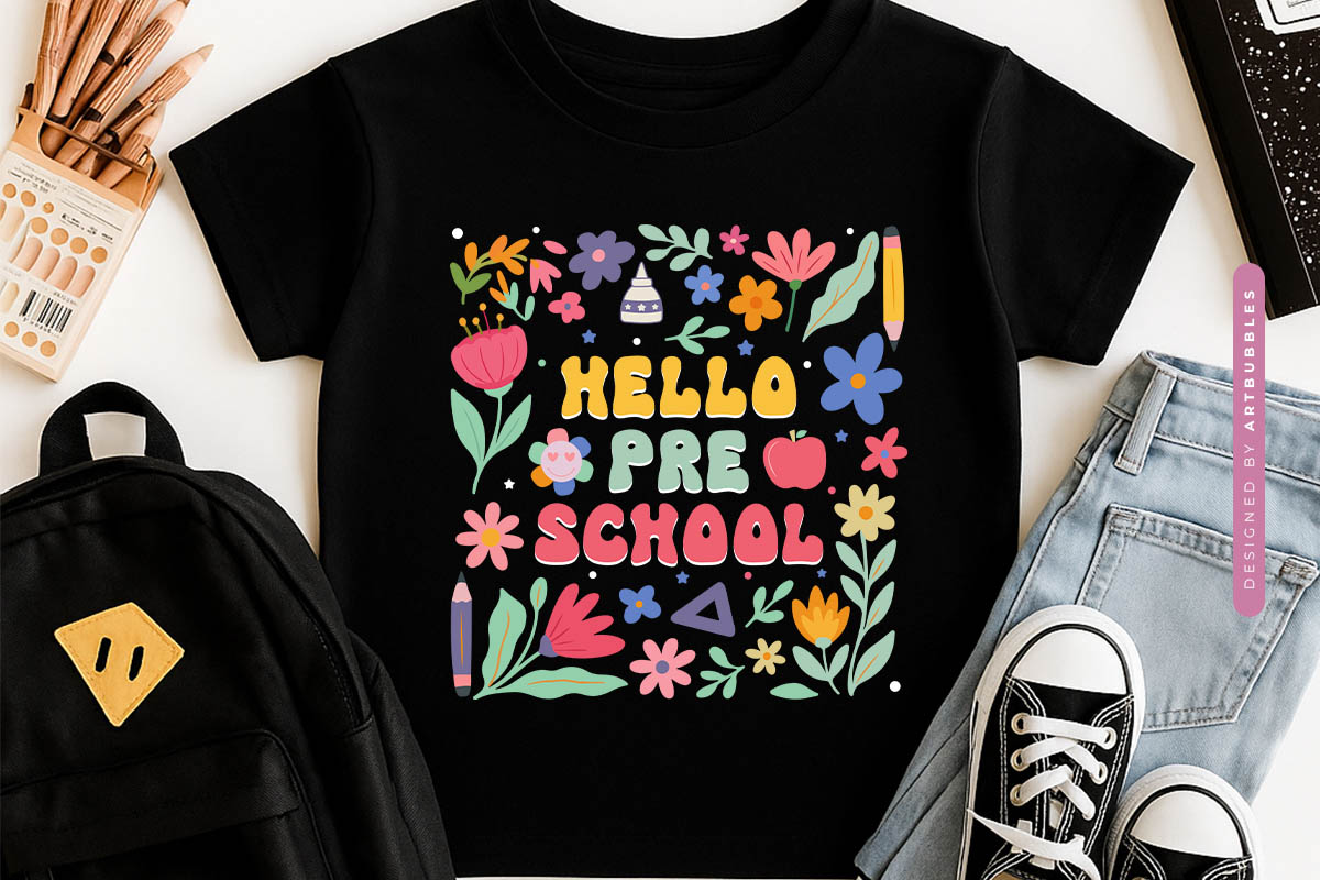 Hello Preschool - Retro Back To School Sublimation Print Tshirt Mockup Image.jpg