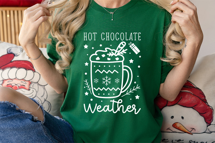 Hot Chocolate Weather - Boho Christmas SVG Tshirt Mockup Image.jpg