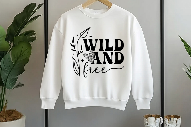 Wild And Free - Wildflower Quote SVG Design Sweatshirt Mockup Image.jpg