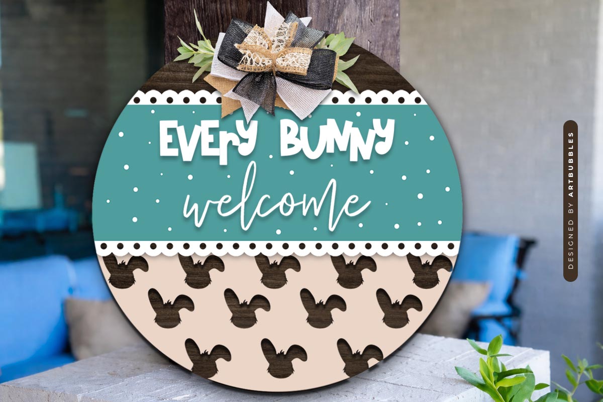 Easter Bunny Door Hanger SVG Laser Cut Files Bundle Image.jpg