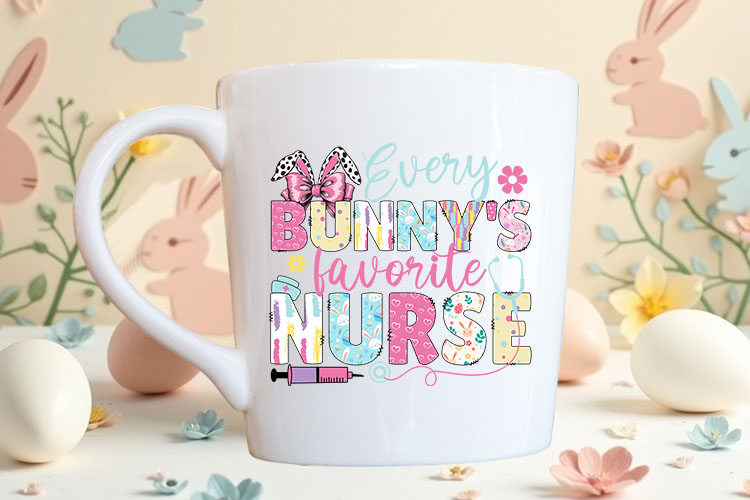 Every Bunny's Favorite Nurse - Coquette Easter PNG Mug Mockup Image.jpg