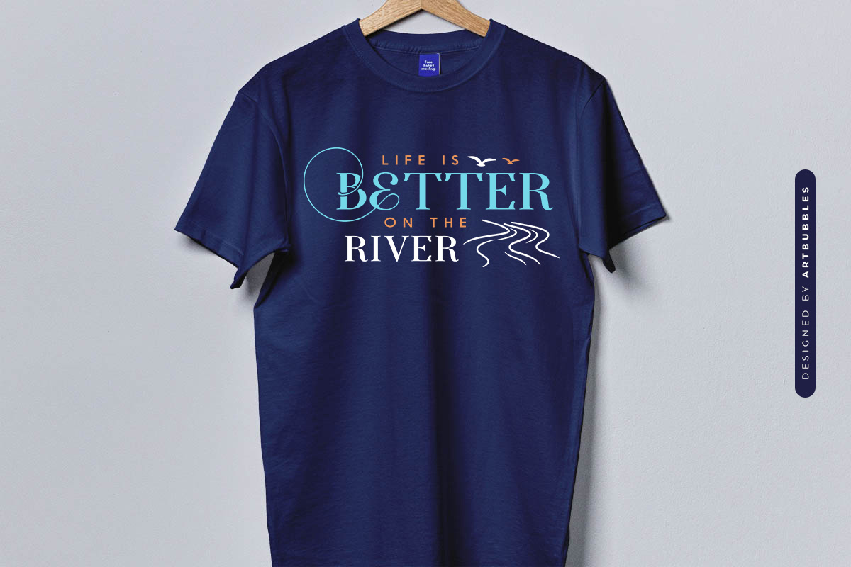 Life is Better on the River - Lake Waves SVG Blue Shirt Mockup Image.jpg