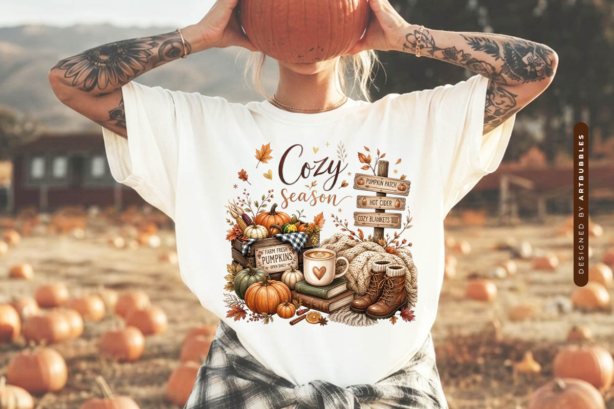 Cozy Season Fall Sublimation PNG Shirt Mockup Image.jpg