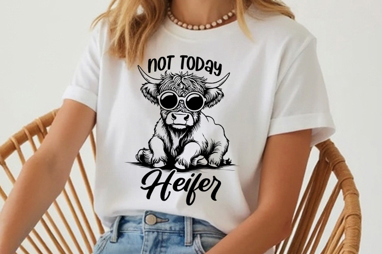 Not Today Heifer - Funny Highland Cow SVG Shirt Mockup Image.jpg