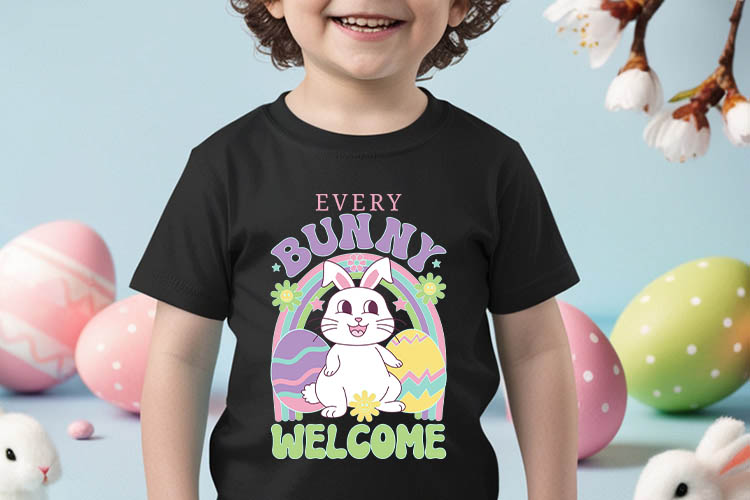 Every Bunny Welcome - Retro Easter Sublimation PNG Tshirt Mockup Image.jpg