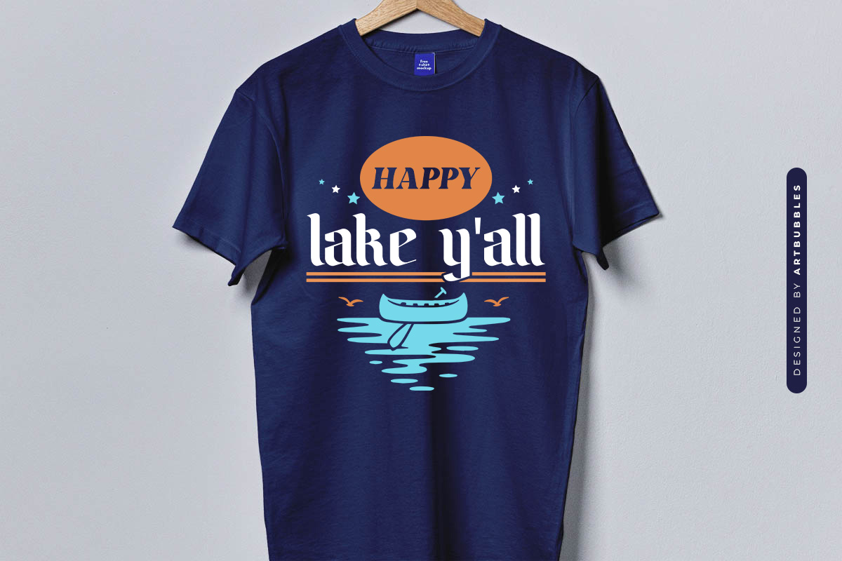 Happy Lake Y'all SVG Vector Blue Shirt Mockup Image.jpg