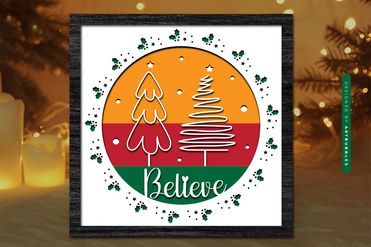 Paper Cut Christmas Shadow Box SVG Design