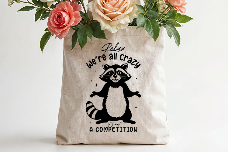 Relax We're All Crazy - Sarcastic Raccoon SVG Tote Bag Mockup Image.jpg