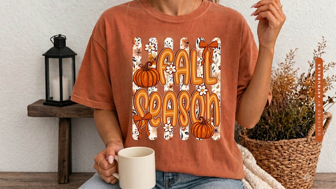 Stripe Preppy Fall Season Sublimation PNG T-shirt Mockup Image.jpg